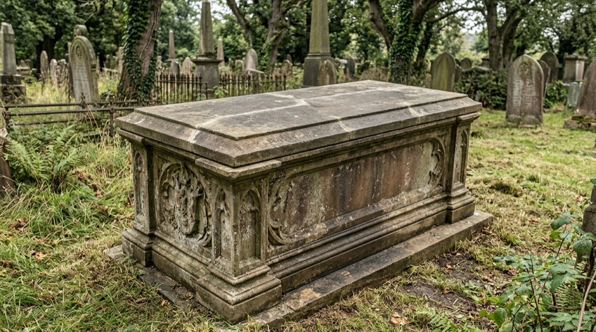 Chest tomb after restoration